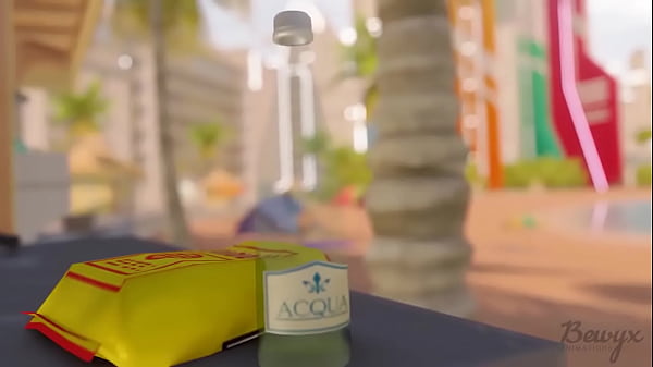 Enfermera ayuda a tipo en la playa (anime 3d)