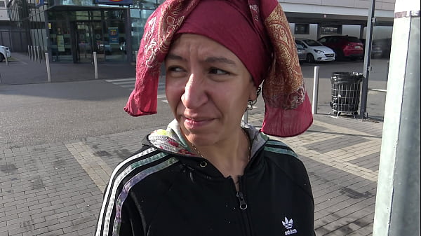 naughty Turkish street prostitute shows her hairy pussy to old pervert