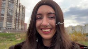 Stranger Came Massively On My Face In Car After Helping Fix It – Crazy Public CUMWALK