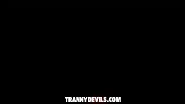 Blonde T-Girl Fuck Her Trans Girlfriend Lubed Asshole Doggie-Style