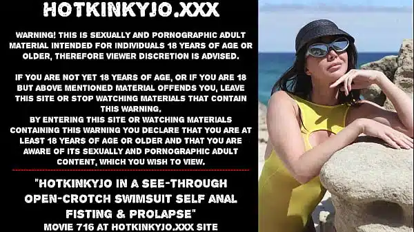 Hotkinkyjo in a see-through open-crotch swimsuit self anal fisting & prolapse