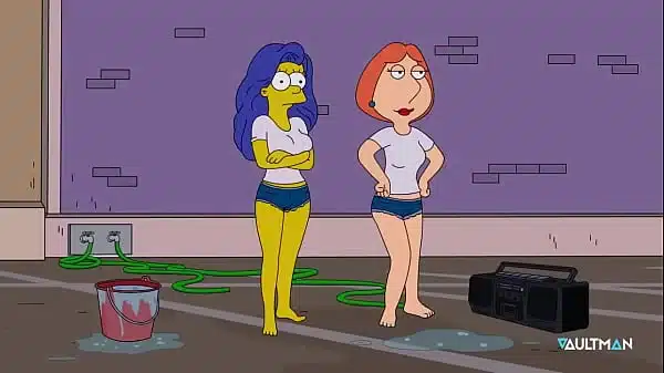 Lois and Marge washes cars