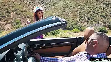 Outdoor anal fucking a tgirl hitchhiker